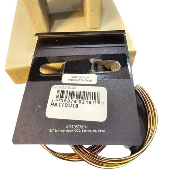 Halogen Women's 2" Twisted Round Gold Plated Hoop Earrings NWT - Picture 2 of 3